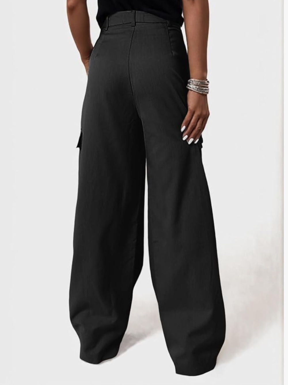 Amazon Wide Leg Cargo Pants - Black - Picture 3 of 9